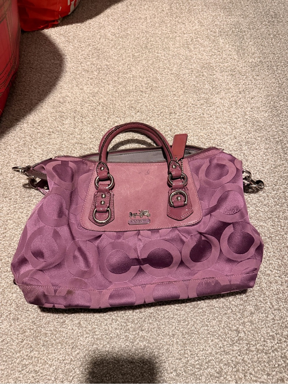Coach Plum Signature Tote Satchel